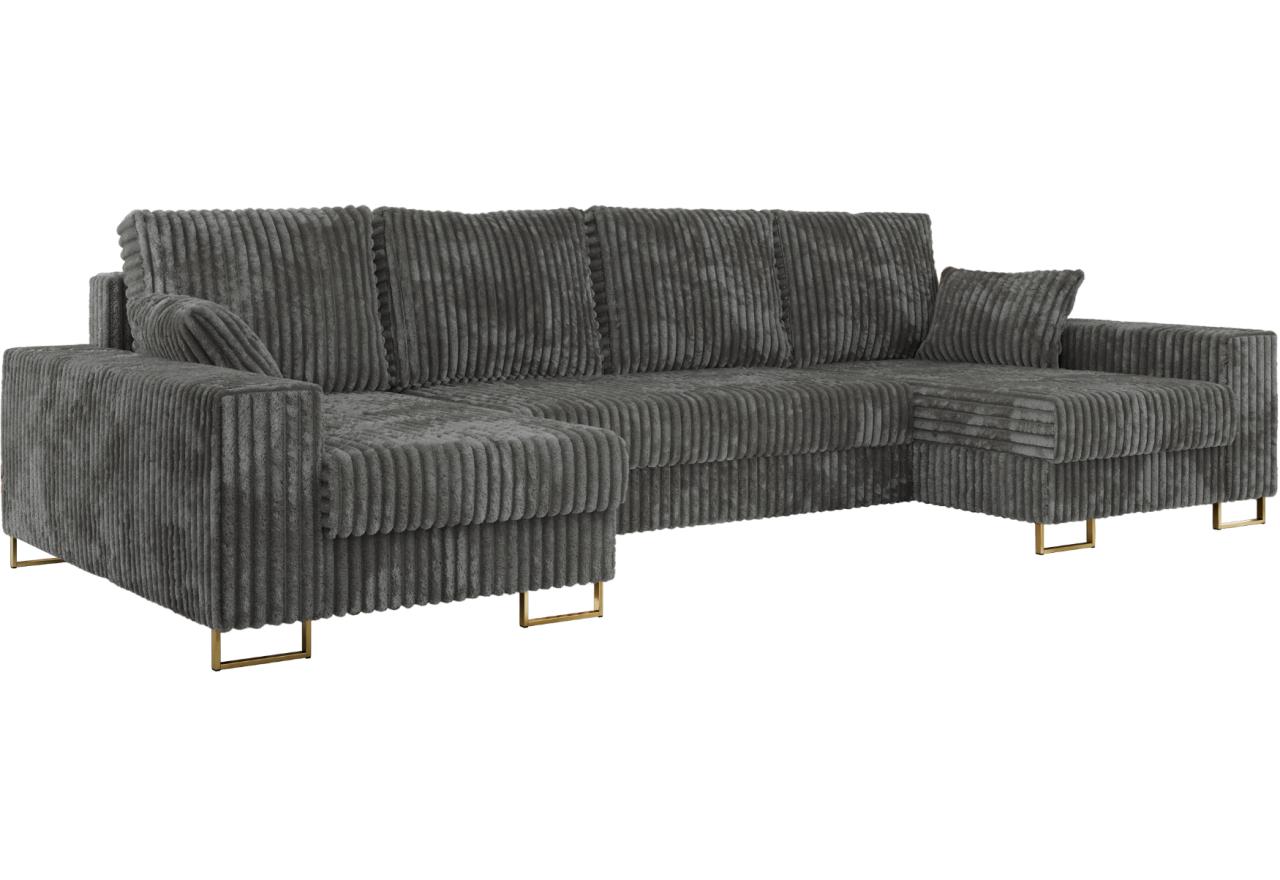 Narożnik DORIAN U - uniwersalny - szary, sztruks