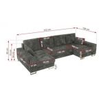 Narożnik DORIAN U - uniwersalny - szary, sztruks