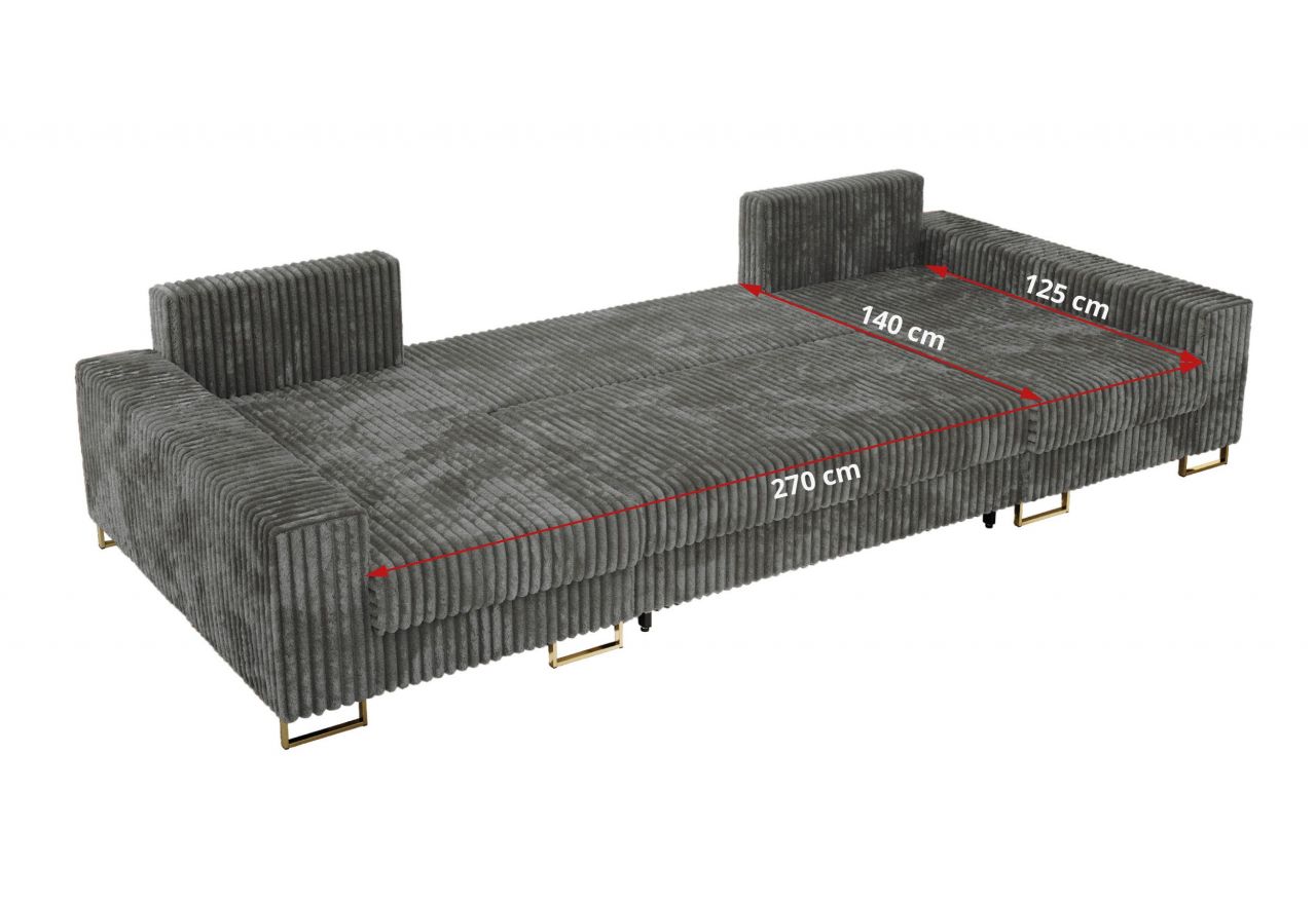 Narożnik DORIAN U - uniwersalny - szary, sztruks