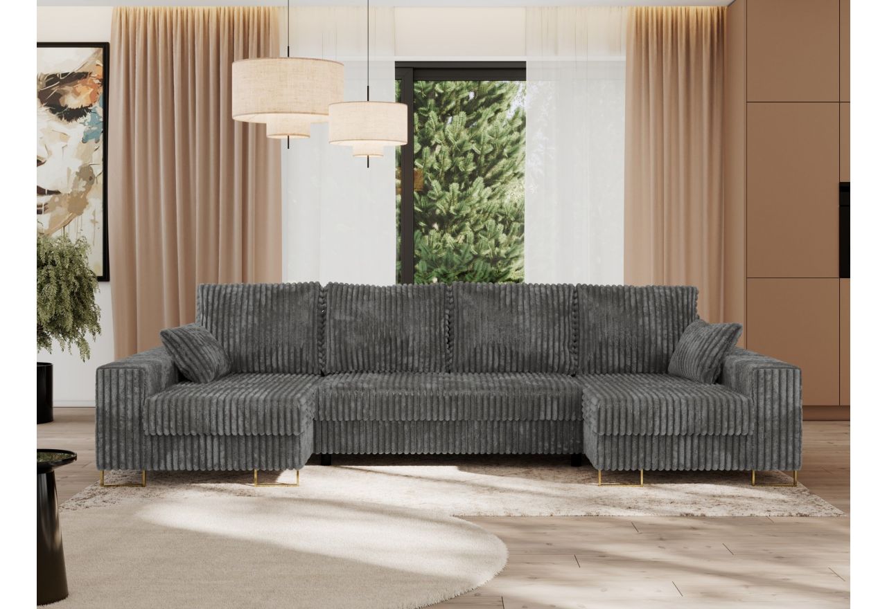 Narożnik DORIAN U - uniwersalny - szary, sztruks