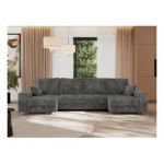 Narożnik DORIAN U - uniwersalny - szary, sztruks