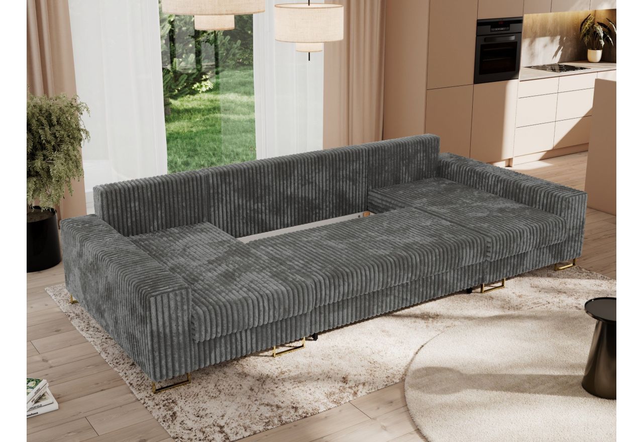 Narożnik DORIAN U - uniwersalny - szary, sztruks