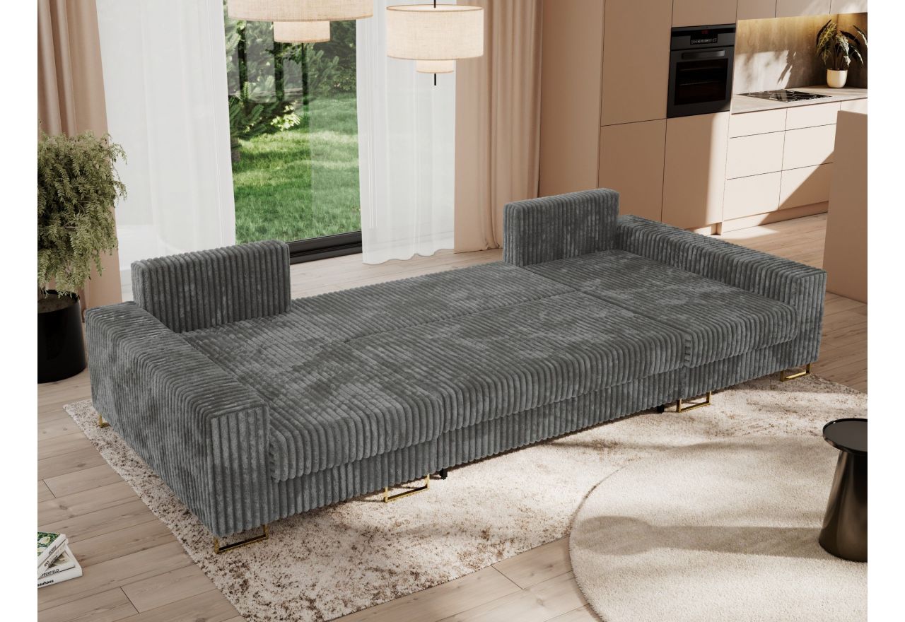 Narożnik DORIAN U - uniwersalny - szary, sztruks