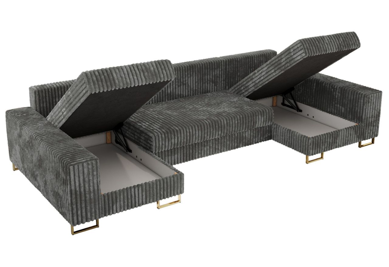 Narożnik DORIAN U - uniwersalny - szary, sztruks