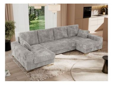 Narożnik DORIAN U - uniwersalny - jasnoszary, sztruks