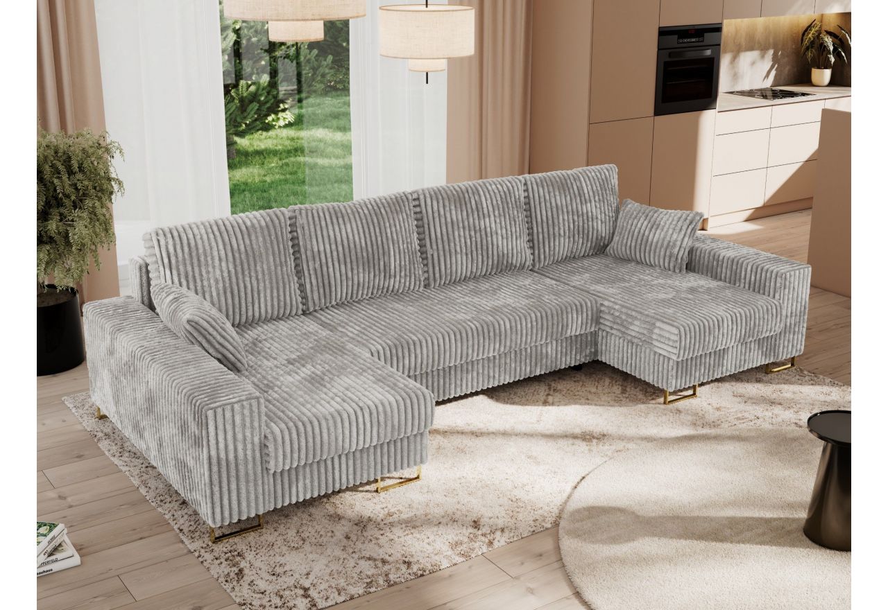 Narożnik DORIAN U - uniwersalny - jasnoszary, sztruks