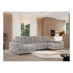 Narożnik DORIAN U - uniwersalny - jasnoszary, sztruks