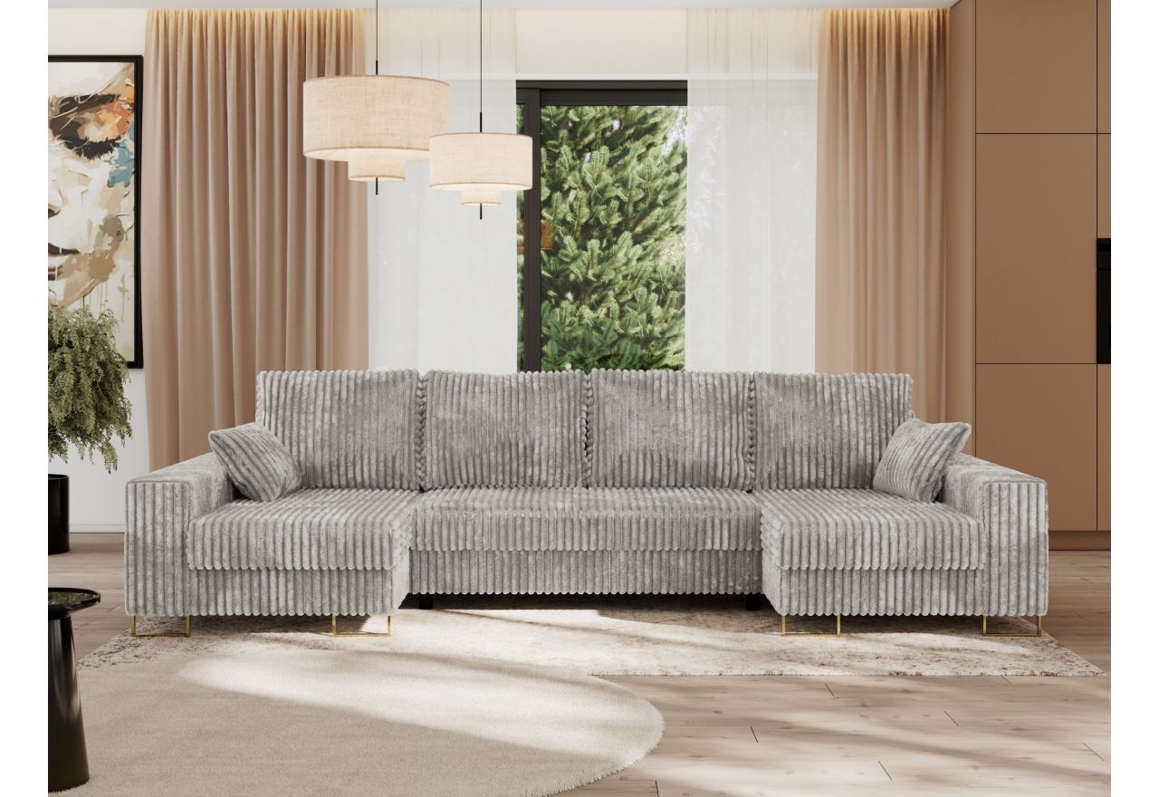 Narożnik DORIAN U - uniwersalny - jasnoszary, sztruks