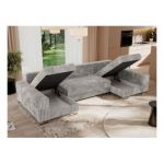 Narożnik DORIAN U - uniwersalny - jasnoszary, sztruks