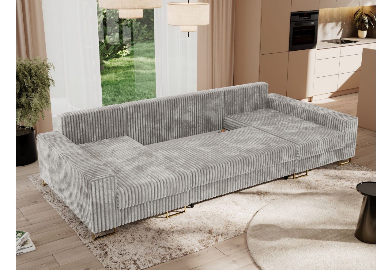 Narożnik DORIAN U - uniwersalny - jasnoszary, sztruks