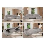 Narożnik DORIAN U - uniwersalny - jasnoszary, sztruks