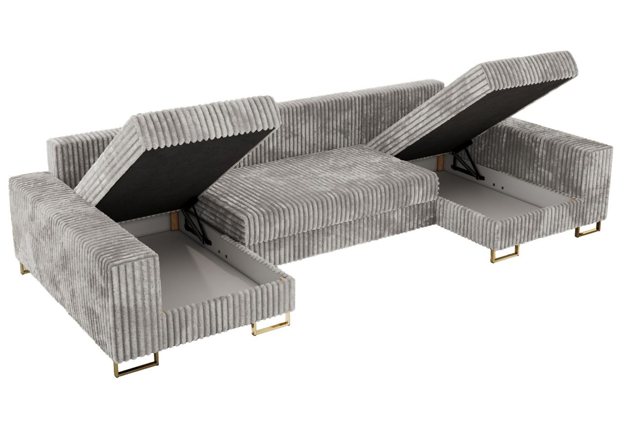 Narożnik DORIAN U - uniwersalny - jasnoszary, sztruks