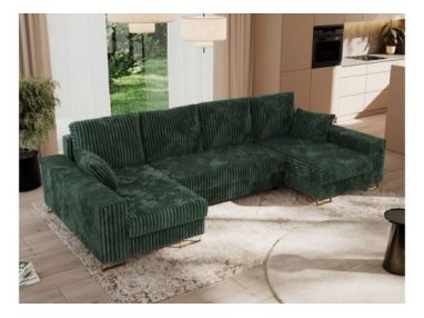 Narożnik DORIAN U - uniwersalny - ciemnozielony, sztruks