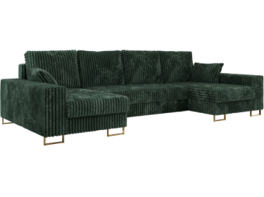 Narożnik DORIAN U - uniwersalny - ciemnozielony, sztruks