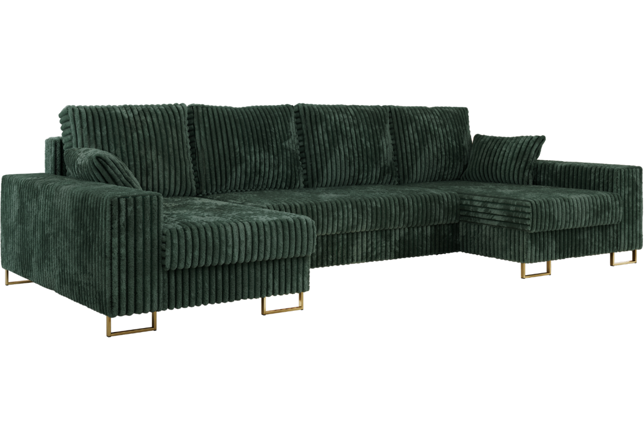 Narożnik DORIAN U - uniwersalny - ciemnozielony, sztruks