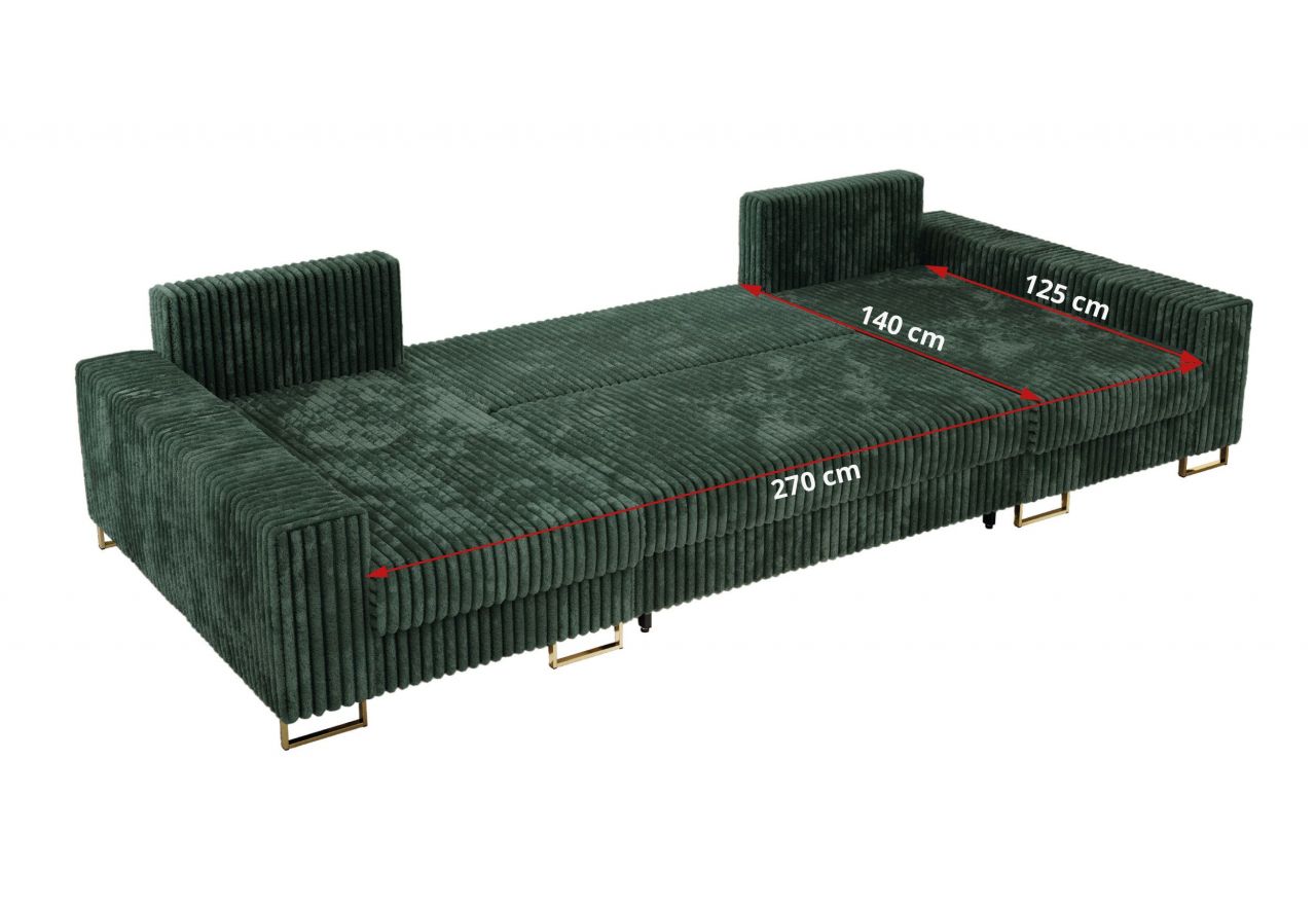 Narożnik DORIAN U - uniwersalny - ciemnozielony, sztruks