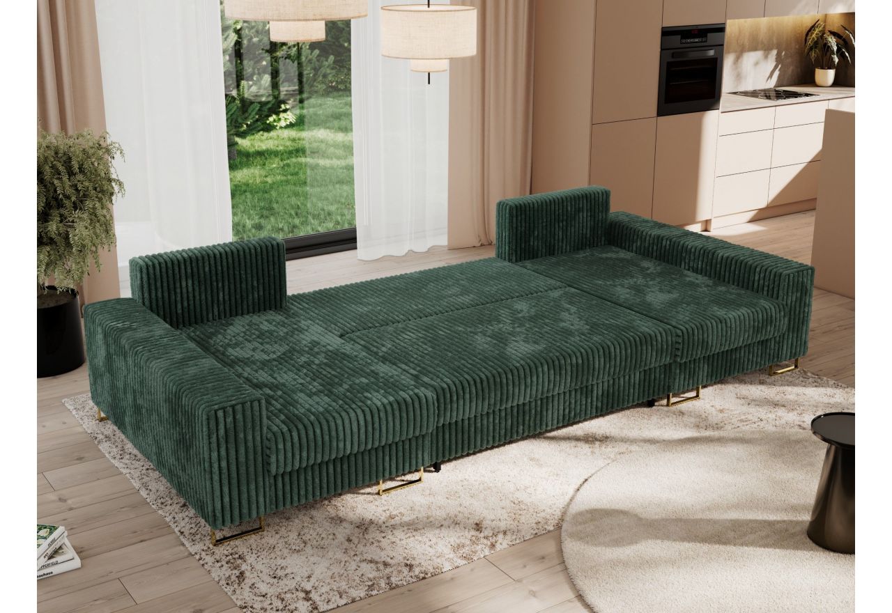 Narożnik DORIAN U - uniwersalny - ciemnozielony, sztruks