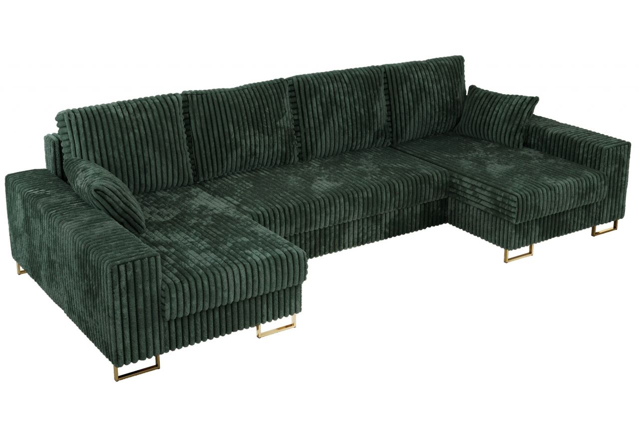 Narożnik DORIAN U - uniwersalny - ciemnozielony, sztruks