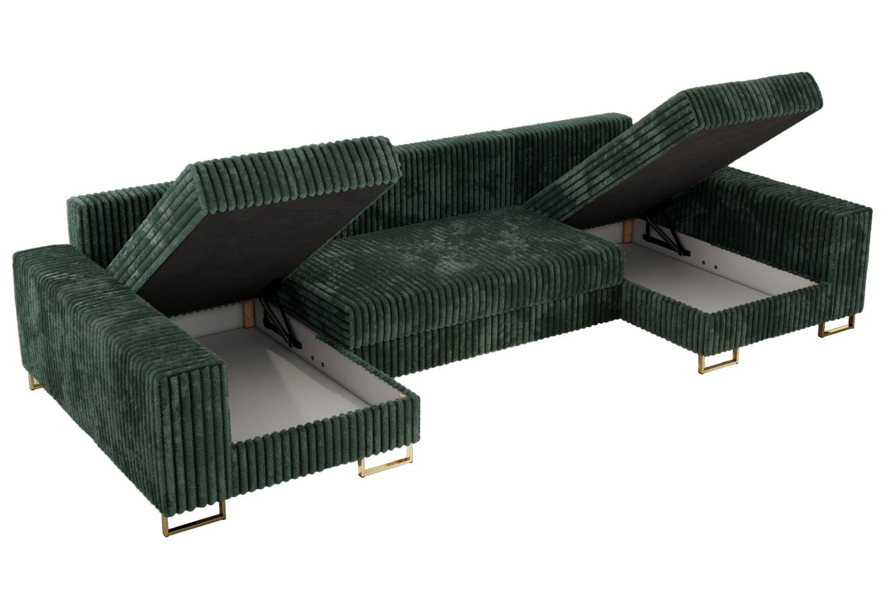 Narożnik DORIAN U - uniwersalny - ciemnozielony, sztruks