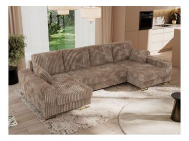 Narożnik DORIAN U - uniwersalny - brązowy, sztruks