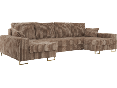 Narożnik DORIAN U - uniwersalny - brązowy, sztruks