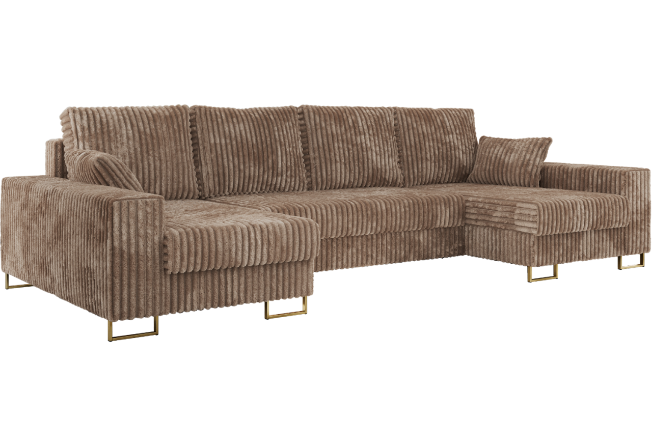 Narożnik DORIAN U - uniwersalny - brązowy, sztruks