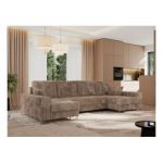 Narożnik DORIAN U - uniwersalny - brązowy, sztruks