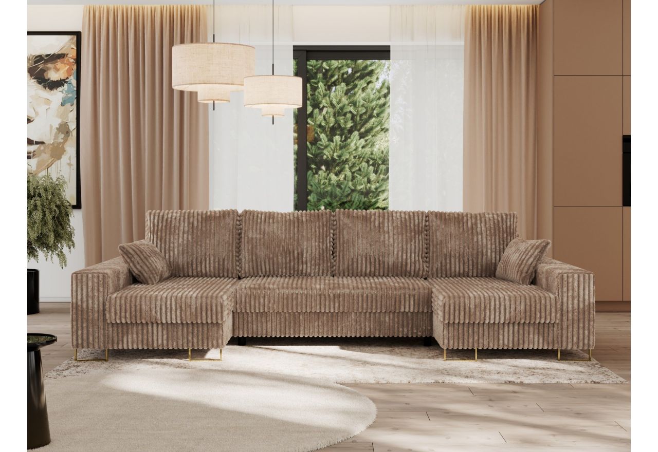 Narożnik DORIAN U - uniwersalny - brązowy, sztruks