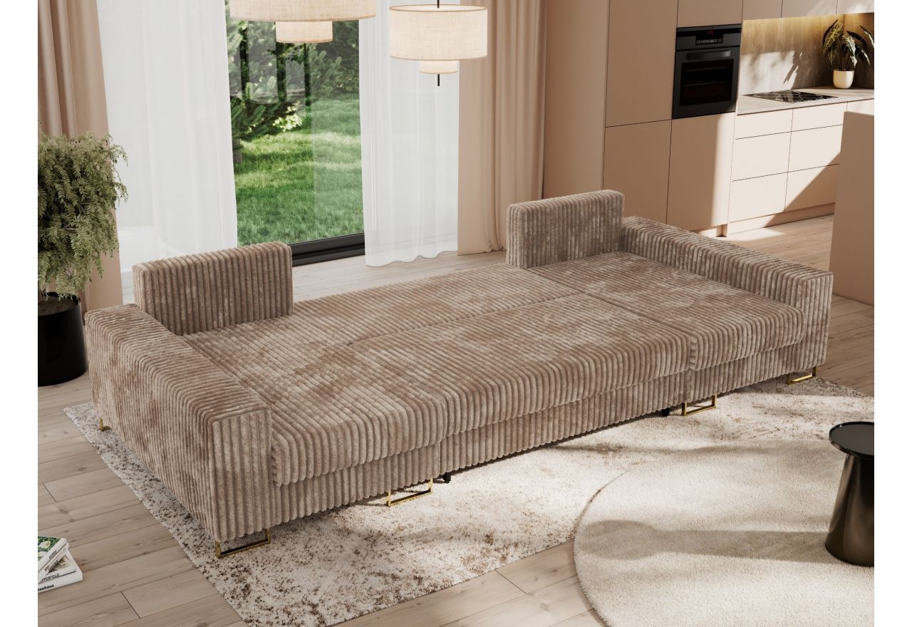 Narożnik DORIAN U - uniwersalny - brązowy, sztruks