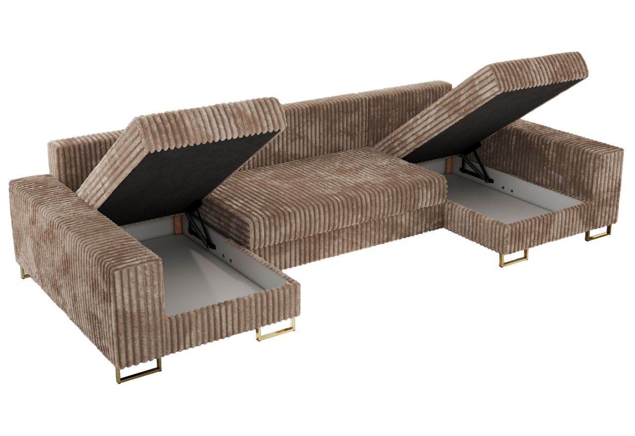 Narożnik DORIAN U - uniwersalny - brązowy, sztruks