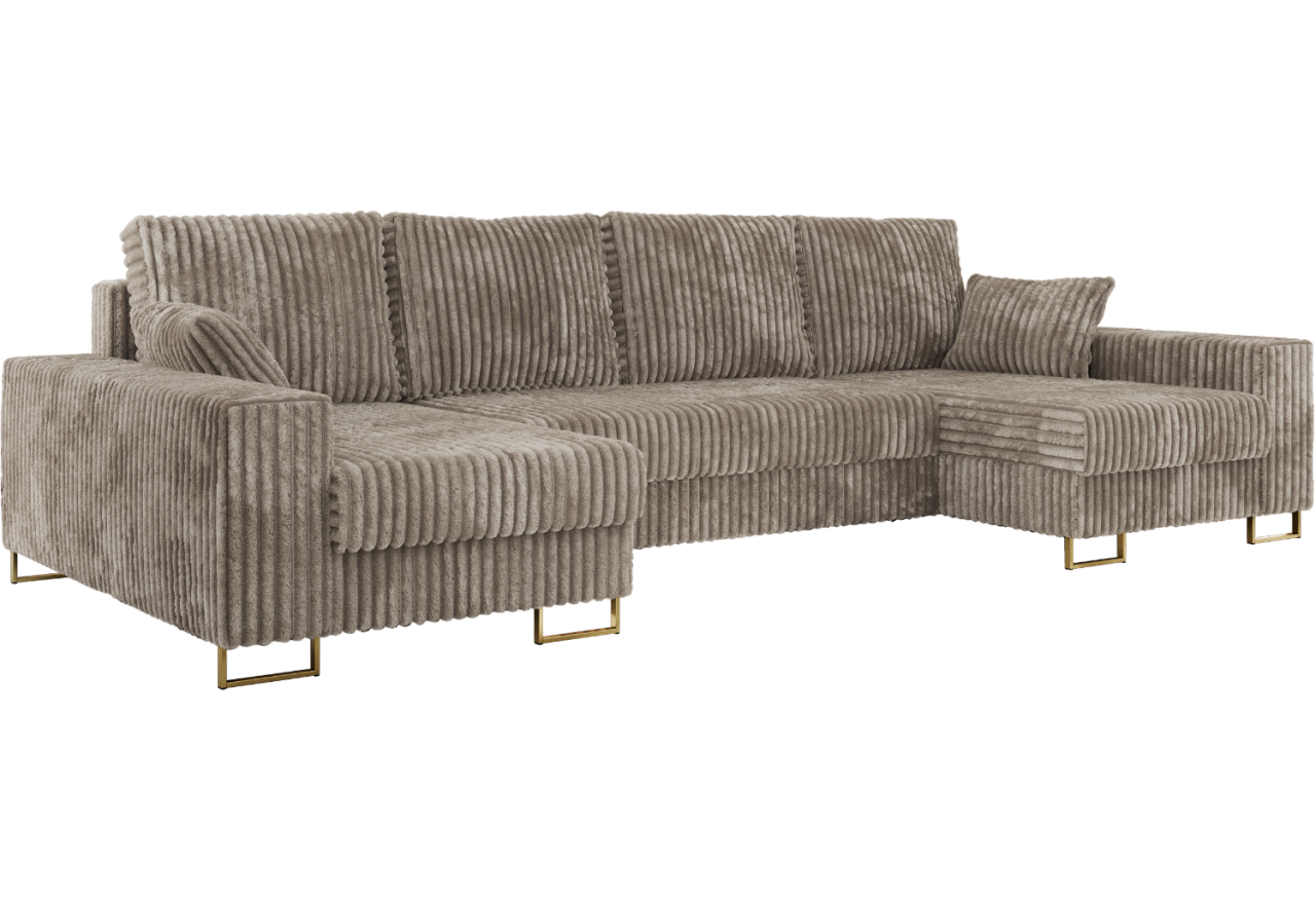 Narożnik DORIAN U - uniwersalny - jasnobrązowy, sztruks