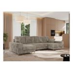 Narożnik DORIAN U - uniwersalny - jasnobrązowy, sztruks