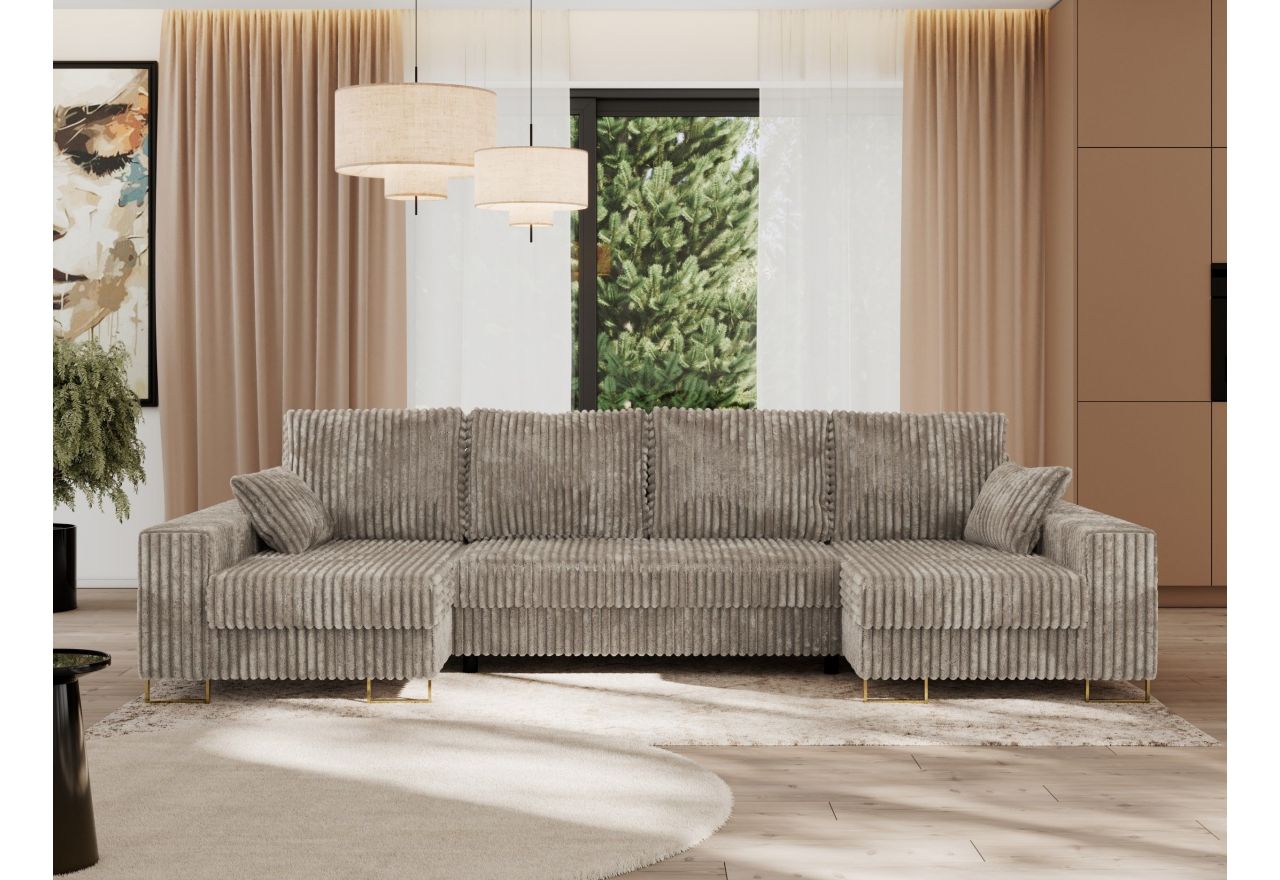 Narożnik DORIAN U - uniwersalny - jasnobrązowy, sztruks