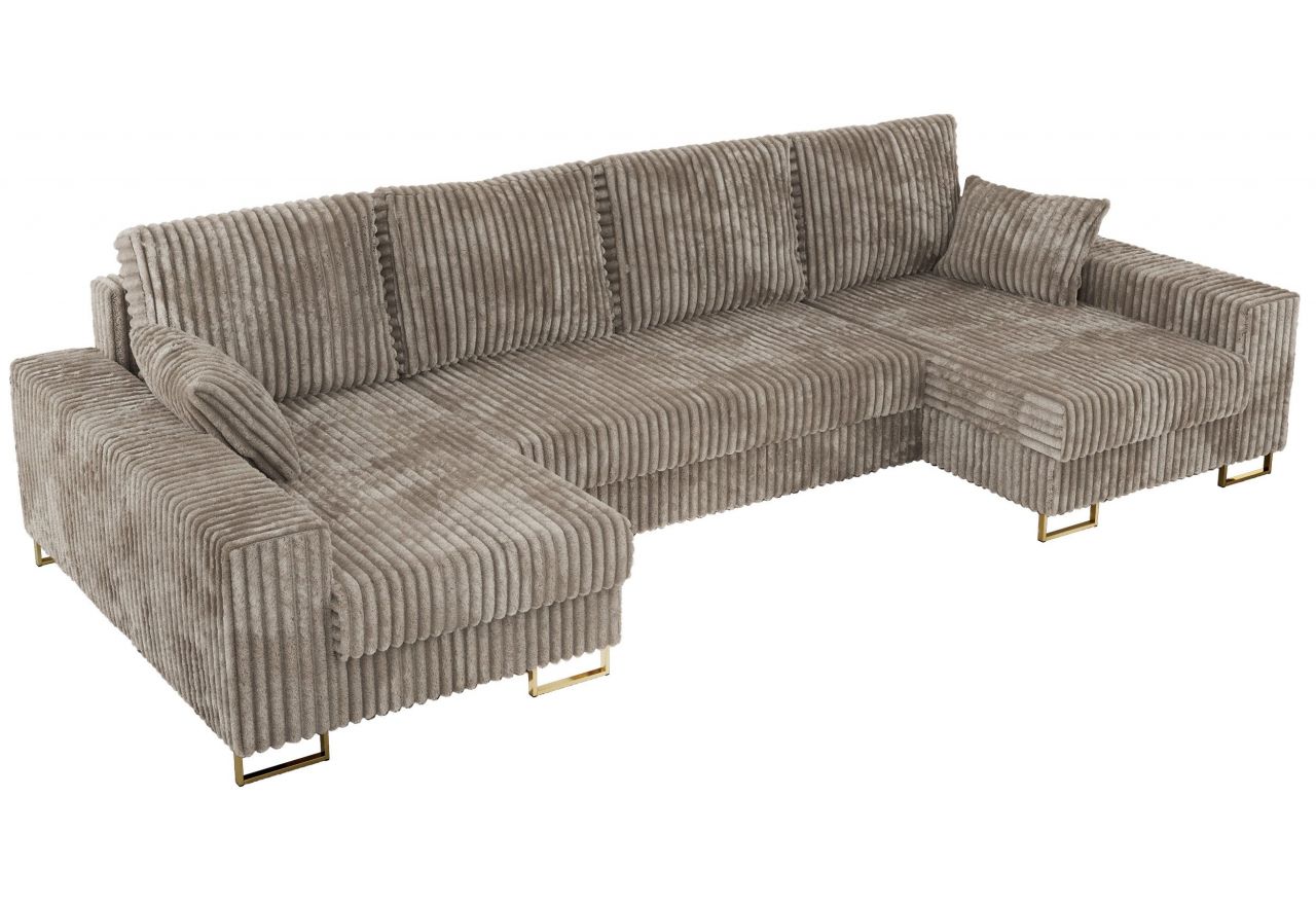 Narożnik DORIAN U - uniwersalny - jasnobrązowy, sztruks