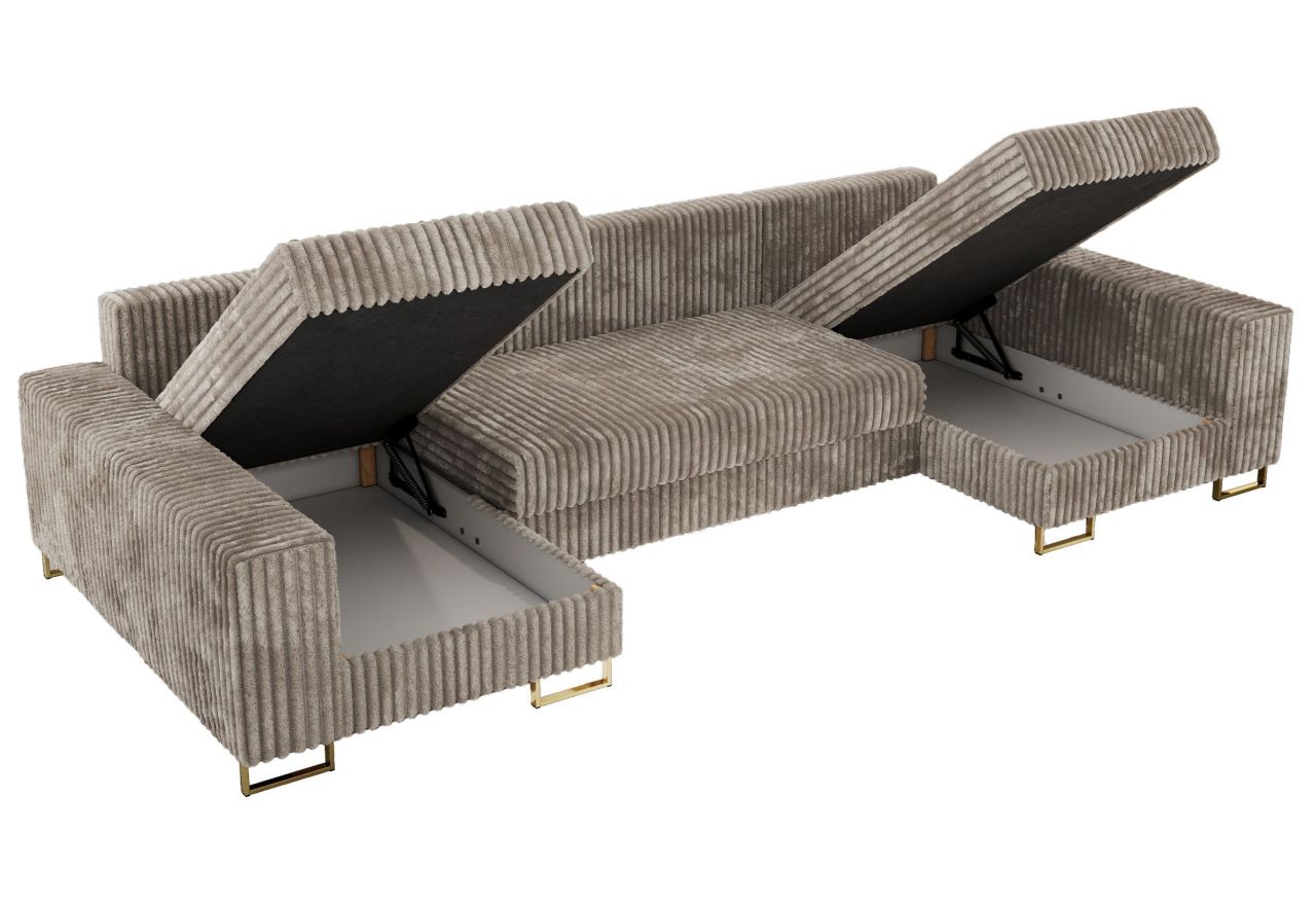 Narożnik DORIAN U - uniwersalny - jasnobrązowy, sztruks