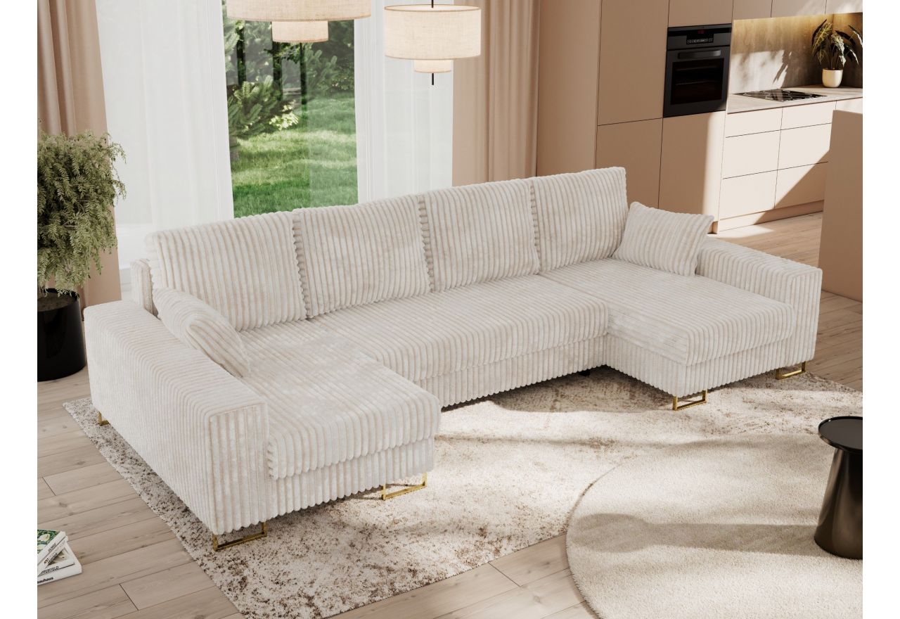 Narożnik DORIAN U - uniwersalny - beżowy, sztruks