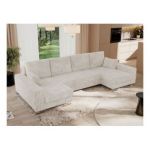 Narożnik DORIAN U - uniwersalny - beżowy, sztruks