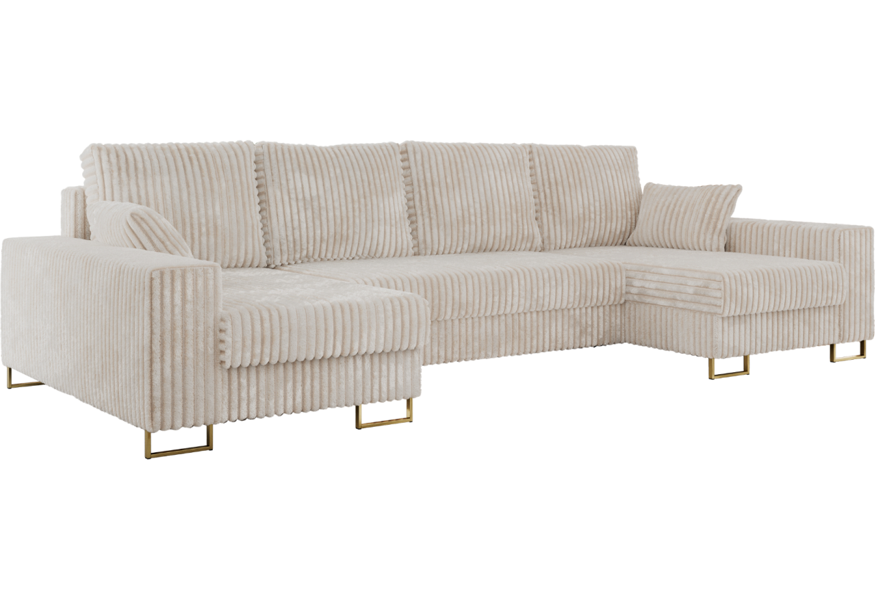 Narożnik DORIAN U - uniwersalny - beżowy, sztruks