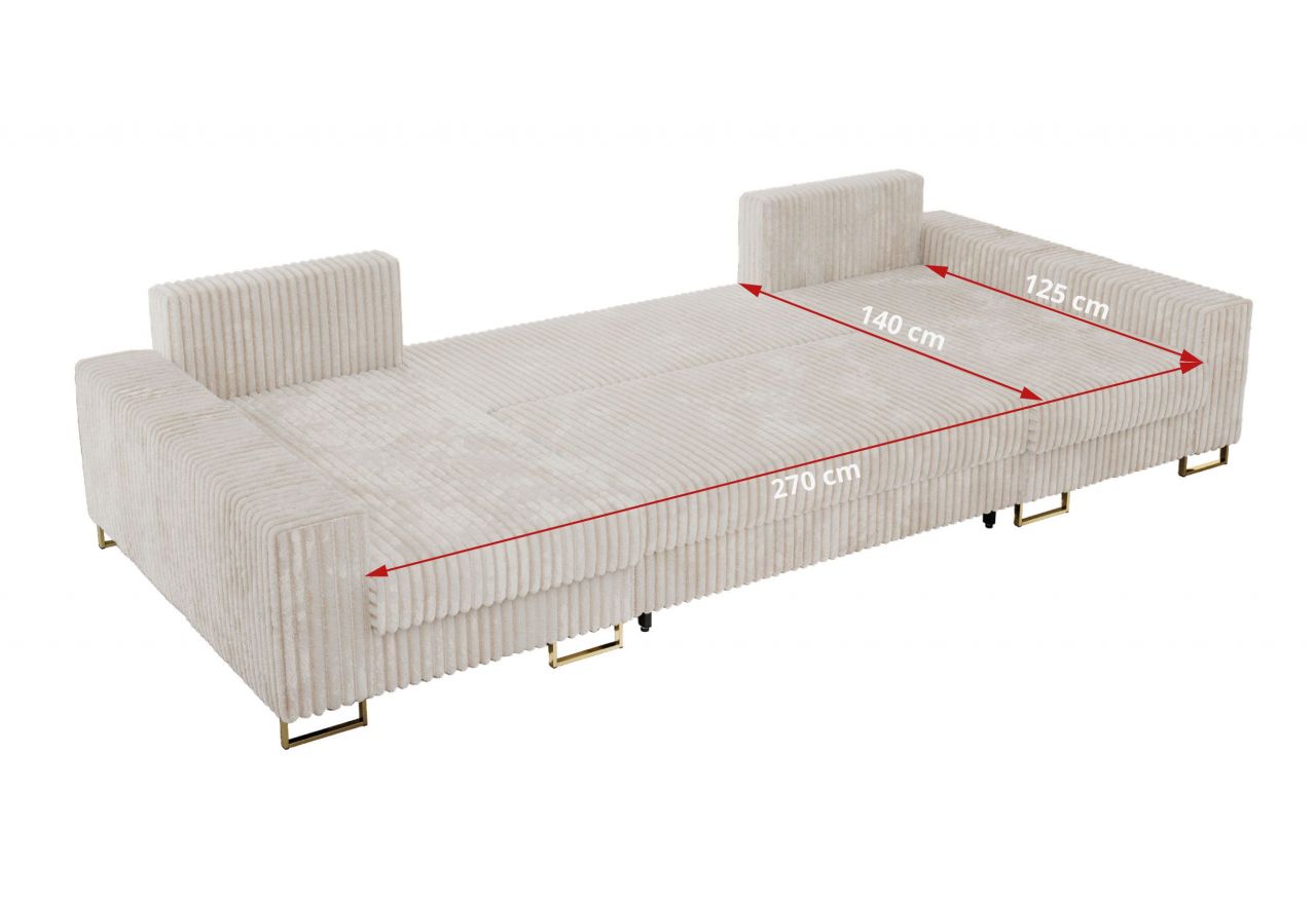 Narożnik DORIAN U - uniwersalny - beżowy, sztruks