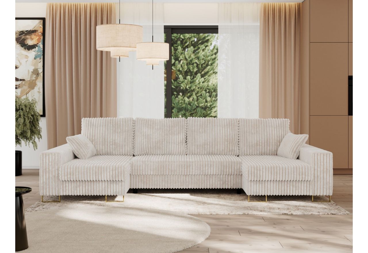 Narożnik DORIAN U - uniwersalny - beżowy, sztruks