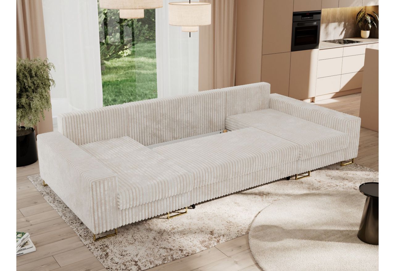 Narożnik DORIAN U - uniwersalny - beżowy, sztruks