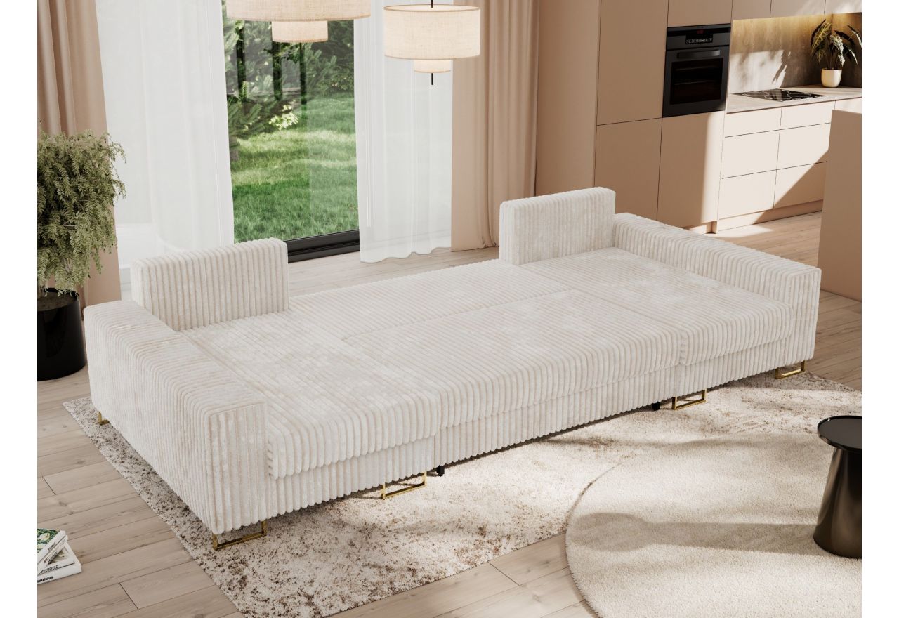 Narożnik DORIAN U - uniwersalny - beżowy, sztruks