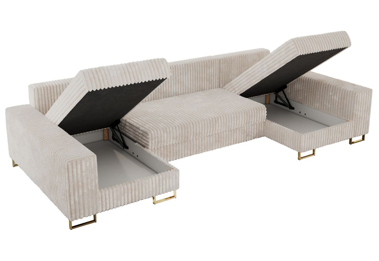 Narożnik DORIAN U - uniwersalny - beżowy, sztruks