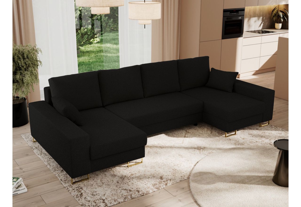 Narożnik DORIAN U - uniwersalny - czarny, boucle