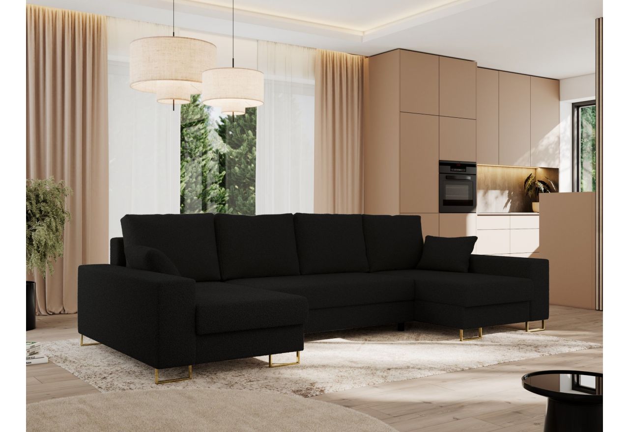 Narożnik DORIAN U - uniwersalny - czarny, boucle