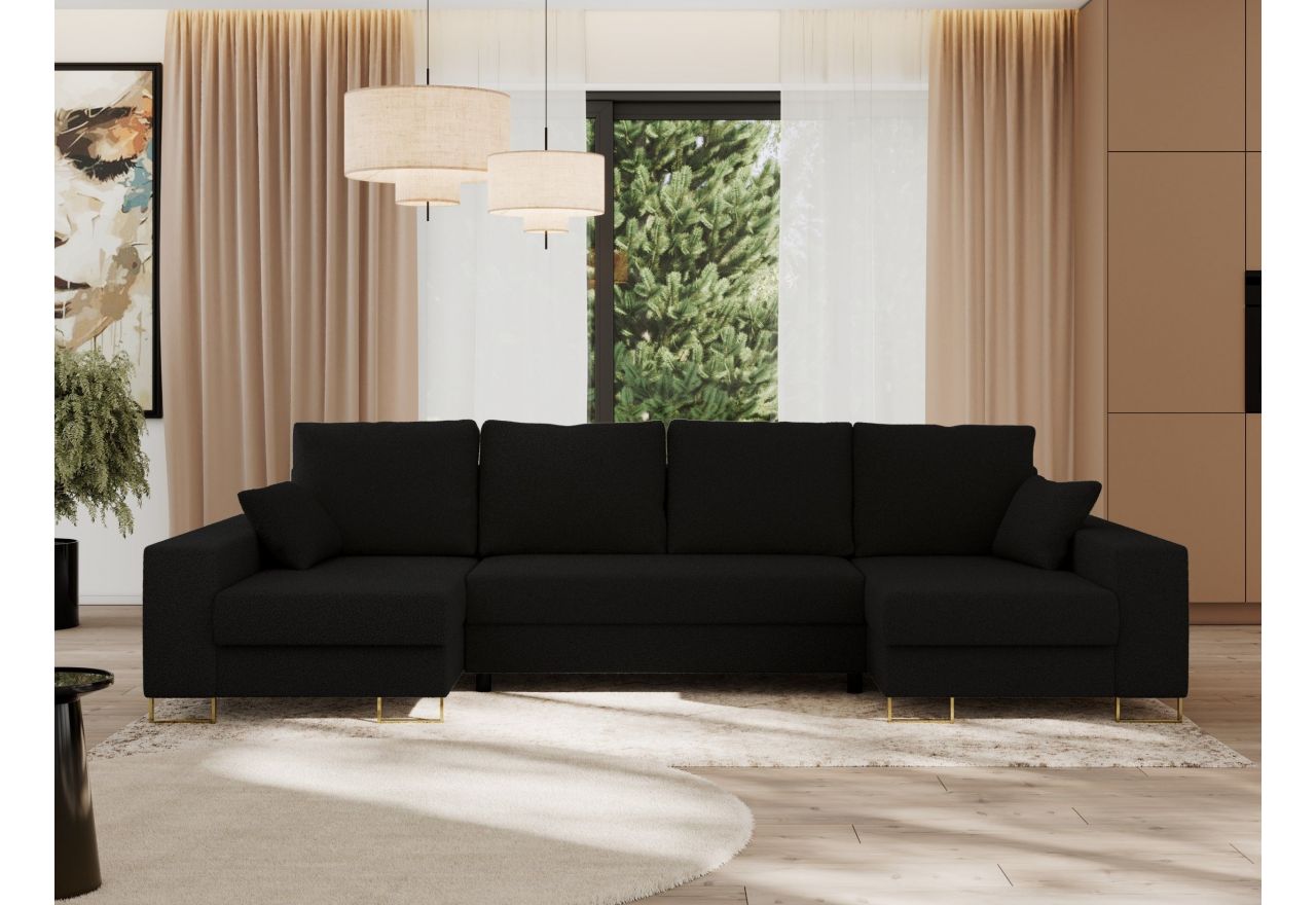 Narożnik DORIAN U - uniwersalny - czarny, boucle