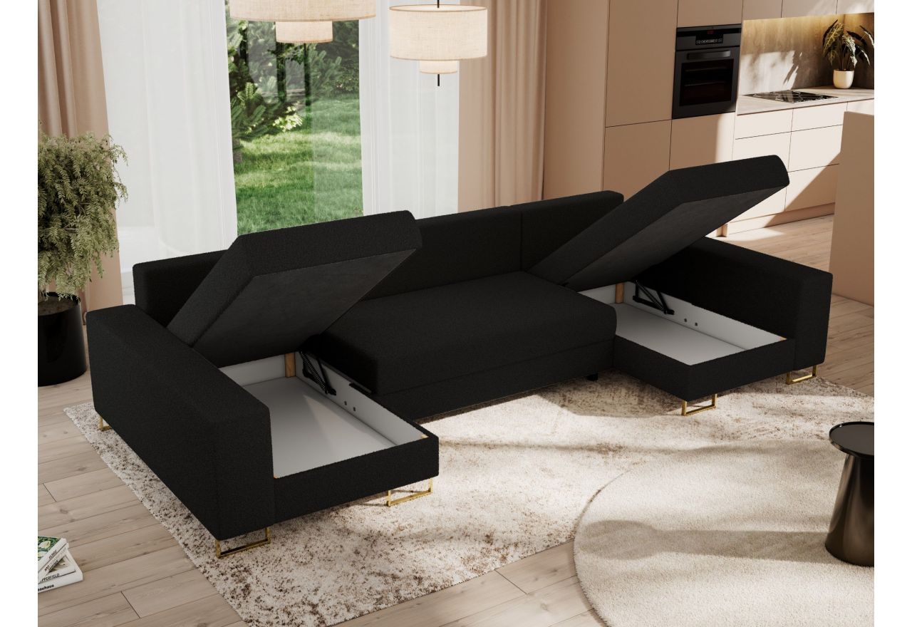 Narożnik DORIAN U - uniwersalny - czarny, boucle