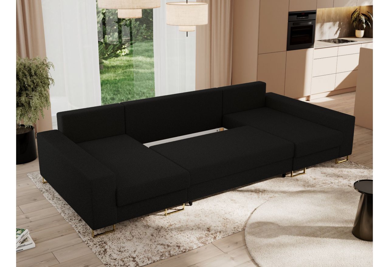 Narożnik DORIAN U - uniwersalny - czarny, boucle