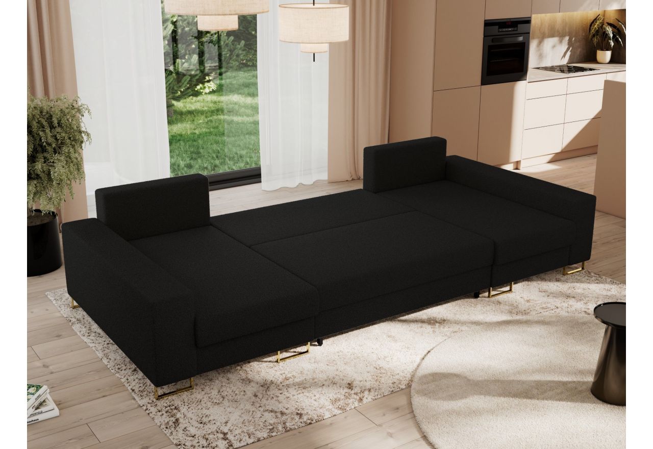 Narożnik DORIAN U - uniwersalny - czarny, boucle