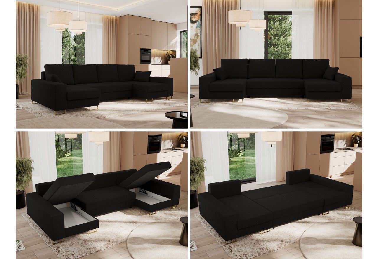 Narożnik DORIAN U - uniwersalny - czarny, boucle